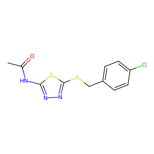 N-(5-((4-chlorobenzyl)thio)-1,3,4-thiadiazol-2-yl)acetamide structure