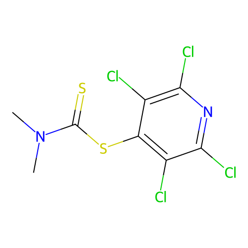 Carbamodithioic acid, dimethyl-, 2,3,5,6-tetrachloro-4-pyridinyl ester structure