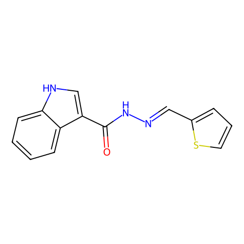 N'-(thiophen-2-ylmethylene)-1h-indole-3-carbohydrazide structure