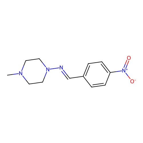 4-methyl-N-[(E)-(4-nitrophenyl)methylidene]piperazin-1-amine structure