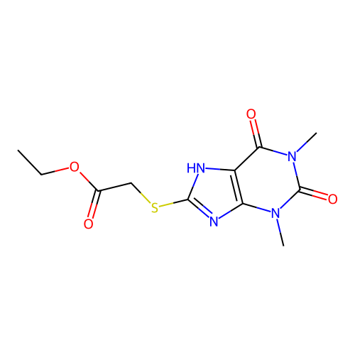 ethyl 2-((1,3-dimethyl-2,6-dioxo-2,3,6,7-tetrahydro-1H-purin-8-yl)thio)acetate structure