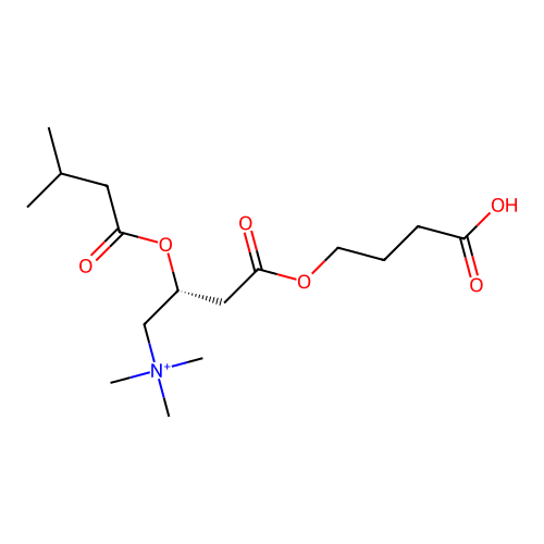 [(2R)-3-(3-carboxypropoxycarbonyl)-2-(3-methylbutanoyloxy)propyl]-trimethyl-azanium structure