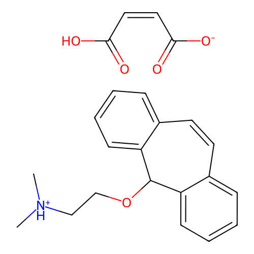 Ethylamine, 2-(5H-dibenzo(a,d)cyclohepten-5-yloxy)-N,N-dimethyl-, maleate (1:1) structure