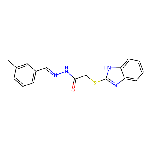 2-(1H-benzimidazol-2-ylsulfanyl)-N'-[(E)-(3-methylphenyl)methylidene]acetohydrazide structure