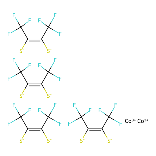 bis(cobalt(3+));tetrakis((Z)-1,1,1,4,4,4-hexafluorobut-2-ene-2,3-dithiolate) structure
