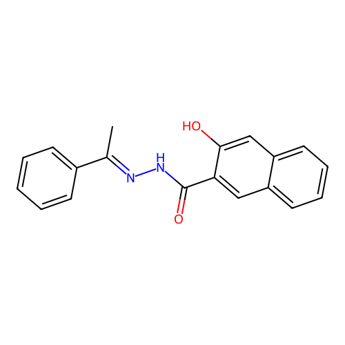 3-hydroxy-N'-(1-phenylethylidene)-2-naphthohydrazide structure