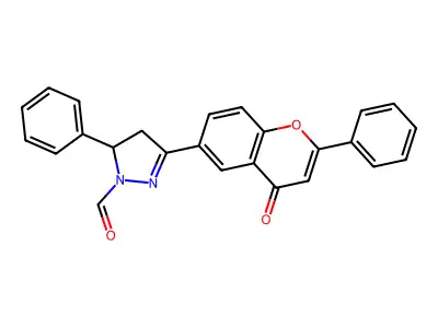 3-(4-Oxo-2-phenyl-4H-1-benzopyran-6-yl)-5-phenyl-4,5-Dihydro-1H-pyrazole-1-carboxaldehyde structure