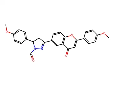 1H-Pyrazole-1-carboxaldehyde, 4,5-dihydro-5-(4-methoxyphenyl)-3-(2-(4-methoxyphenyl)-4-oxo-4H-1-benzopyran-6-yl)- structure