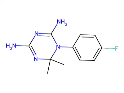 1-(4-Fluorophenyl)-6,6-dimethyl-1,3,5-triazine-2,4-diamine structure