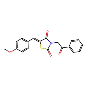 (Z)-5-(4-methoxybenzylidene)-3-(2-oxo-2-phenylethyl)thiazolidine-2,4-dione structure