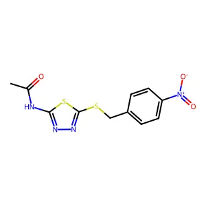 N-{5-[(4-nitrobenzyl)sulfanyl]-1,3,4-thiadiazol-2-yl}acetamide structure