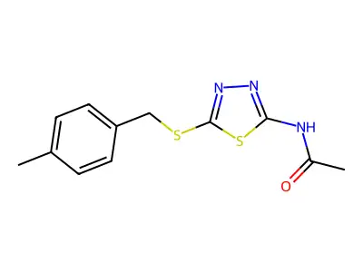 N-(5-((4-methylbenzyl)thio)-1,3,4-thiadiazol-2-yl)acetamide structure