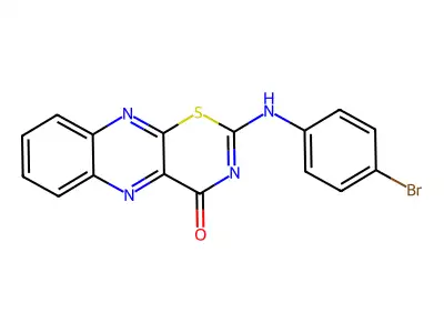 4H-1,3-Thiazino(5,6-b)quinoxalin-4-one, 2-((4-bromophenyl)amino)- structure