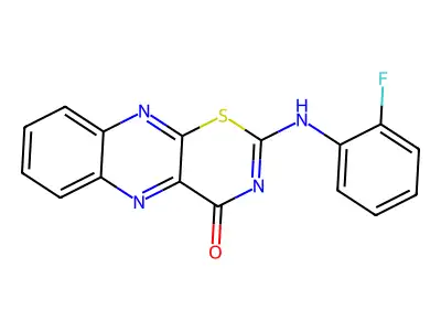 4H-1,3-Thiazino(5,6-b)quinoxalin-4-one, 2-((2-fluorophenyl)amino)- structure