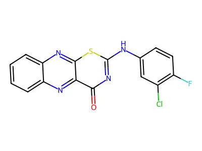 4H-1,3-Thiazino(5,6-b)quinoxalin-4-one, 2-((3-chloro-4-fluorophenyl)amino)- structure