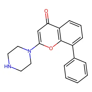 8-phenyl-2-piperazin-1-ylchromen-4-one structure