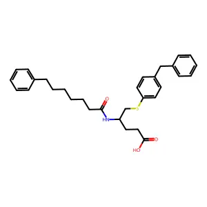 5-[(4-苄基苯基)硫基]-4-(7-苯基庚酰氨基)戊酸 structure