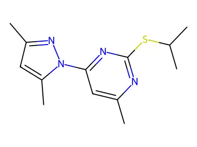 Pyrimidine, 4-(3,5-dimethyl-1H-pyrazol-1-yl)-6-methyl-2-((1-methylethyl)thio)- structure