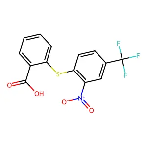 2-[2-Nitro-4-(trifluoromethyl)phenyl]sulfanylbenzoate structure