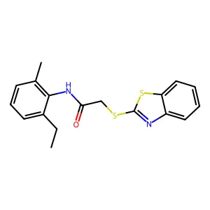 2-(1,3-benzothiazol-2-ylsulfanyl)-N-(2-ethyl-6-methylphenyl)acetamide structure