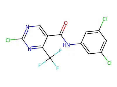 2-chloro-N-(3,5-dichlorophenyl)-4-(trifluoromethyl)pyrimidine-5-carboxamide structure