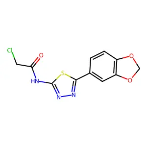N-[5-(1,3-benzodioxol-5-yl)-1,3,4-thiadiazol-2-yl]-2-chloroacetamide structure