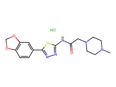 1-Piperazineacetamide, N-(5-(1,3-benzodioxol-5-yl)-1,3,4-thiadiazol-2-yl)-4-methyl-, monohydrochloride structure