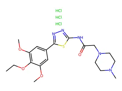 1-Piperazineacetamide, N-(5-(3,5-dimethoxy-4-ethoxyphenyl)-1,3,4-thiadiazol-2-yl)-4-methyl-, trihydrochloride structure