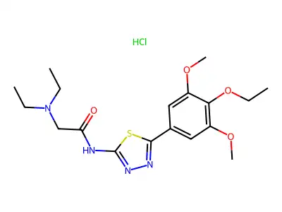 Acetamide, 2-(diethylamino)-N-(5-(3,5-dimethoxy-4-ethoxyphenyl)-1,3,4-thiadiazol-5-yl)-, monohydrochloride structure