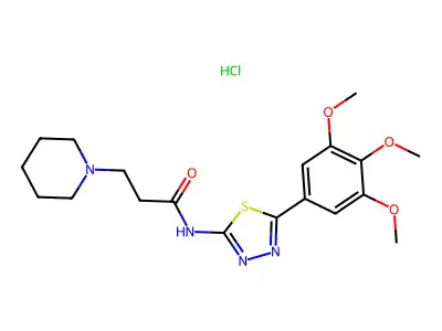 1-Piperidinepropanamide, N-(5-(3,4,5-trimethoxyphenyl)-1,3,4-thiadiazol-2-yl)-, monohydrochloride structure