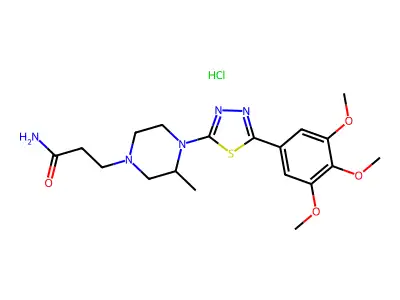 1-Piperazinepropanamide, 4-methyl-N-(5-(3,4,5-trimethoxyphenyl)-1,3,4-thiadiazol-2-yl)-, monohydrochloride structure