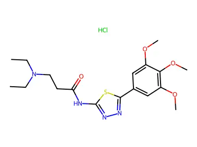 Propanamide, 3-(diethylamino)-N-(5-(3,4,5-trimethoxyphenyl)-1,3,4-thiadiazol-2-yl)-, monohydrochloride structure