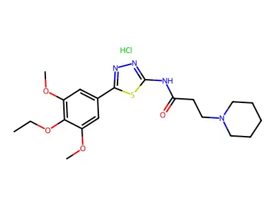 1-Piperidinepropanamide, N-(5-(3,5-dimethoxy-4-ethoxyphenyl)-1,3,4-thiadiazol-2-yl)-, monohydrochloride structure
