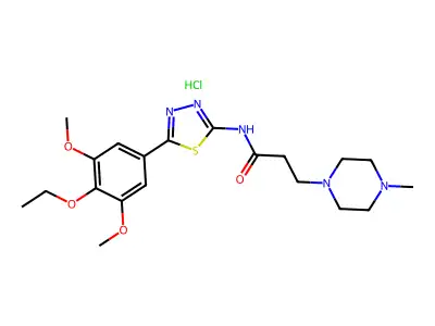 1-Piperazinepropanamide, N-(5-(3,5-dimethoxy-4-ethoxyphenyl)-1,3,4-thiadiazol-2-yl)-4-methyl-, monohydrochloride structure