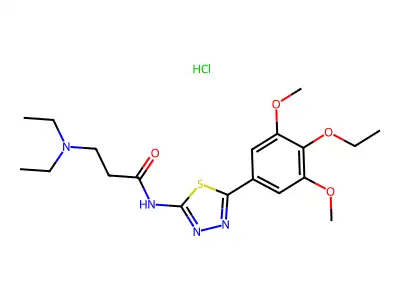 Propanamide, 3-(diethylamino)-N-(5-(3,5-dimethoxy-4-ethoxyphenyl)-1,3,4-thiadiazol-2-yl)-, monohydrochloride structure