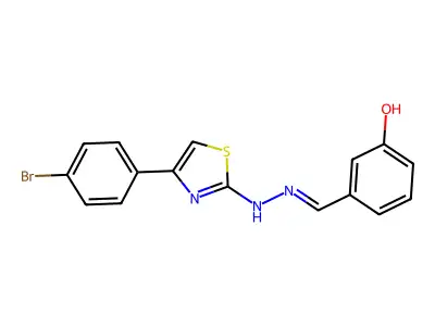 3-[(E)-[[4-(4-bromophenyl)-1,3-thiazol-2-yl]hydrazinylidene]methyl]phenol structure