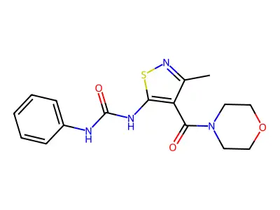Morpholine, 4-(3-methyl-5-(((phenylamino)carbonyl)amino)-4-isothiazolyl)- structure