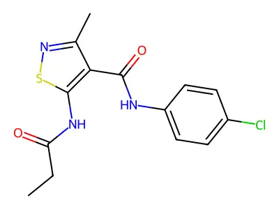 4-Isothiazolecarboxamide, N-(4-chlorophenyl)-3-methyl-5-((1-oxopropyl)amino)- structure