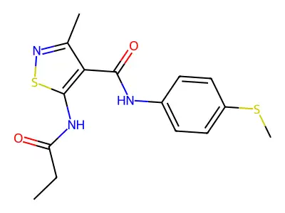 4-Isothiazolecarboxamide, 3-methyl-N-(4-(methylthio)phenyl)-5-((1-oxopropyl)amino)- structure