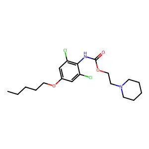 Carbanilic acid, 2,6-dichloro-4-(pentyloxy)-, 2-piperidinoethyl ester structure