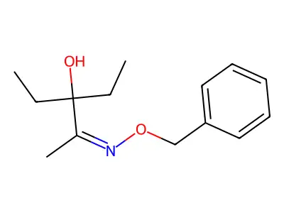 2-Pentanone, 3-ethyl-3-hydroxy-, O-(phenylmethyl)oxime structure