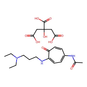 (2-(3-Diethylaminopropylamino)-5-acetamido)tropone citrate structure