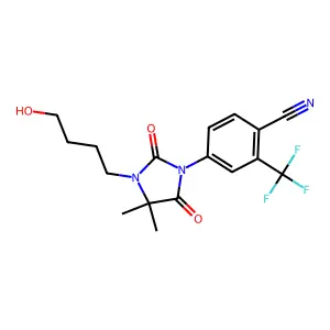 4-[3-(4-hydroxybutyl)-4,4-dimethyl-2,5-dioxoimidazolidin-1-yl]-2-(trifluoromethyl)benzonitrile structure