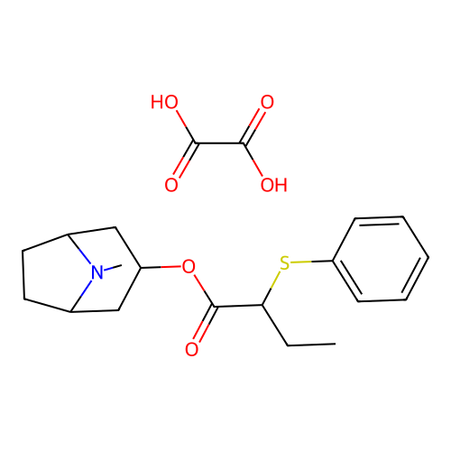 Tropine 2-(phenylthio)butanoate oxalate salt structure