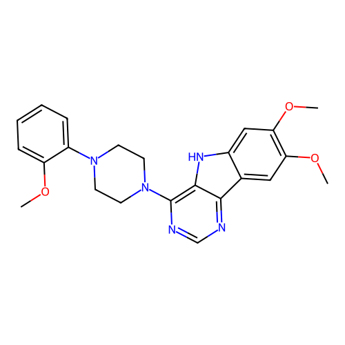 7,8-dimethoxy-4-[4-(2-methoxyphenyl)piperazin-1-yl]-5H-pyrimido[5,4-b]indole structure