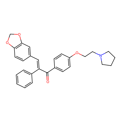 3-(3,4-Methylenedioxyphenyl)-2-phenyl-4'-beta-pyrrolidinoethoxyacrylophenone structure