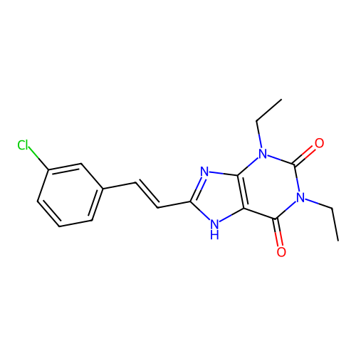 (E)-8-(3-Chlorostyryl)-1,3-diethylxanthine structure