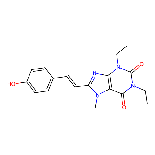 1,3-Diethyl-8-[2-(4-hydroxyphenyl)ethenyl]-7-methylpurine-2,6-dione structure