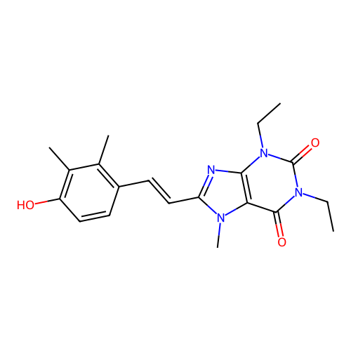 1,3-Diethyl-8-[2-(4-hydroxy-2,3-dimethylphenyl)ethenyl]-7-methylpurine-2,6-dione structure