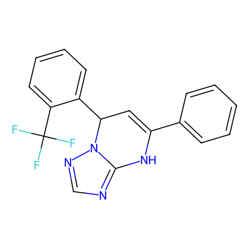 5-phenyl-7-(2-(trifluoromethyl)phenyl)-4,7-dihydro-[1,2,4]triazolo[1,5-a]pyrimidine structure